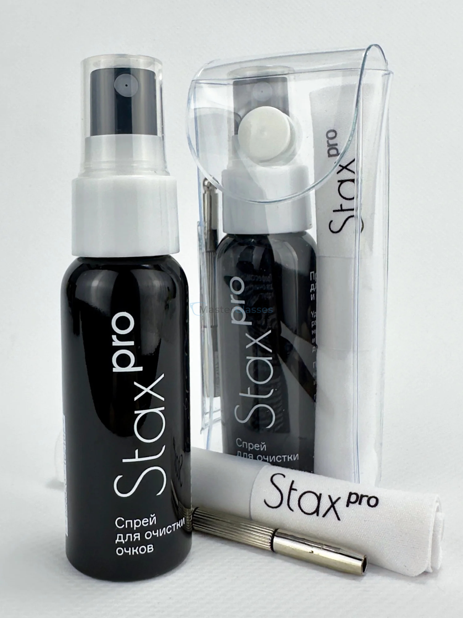 Набор по уходу за очками Stax Pro в чехле, спрей 30 мл, салфетка, отвертка
