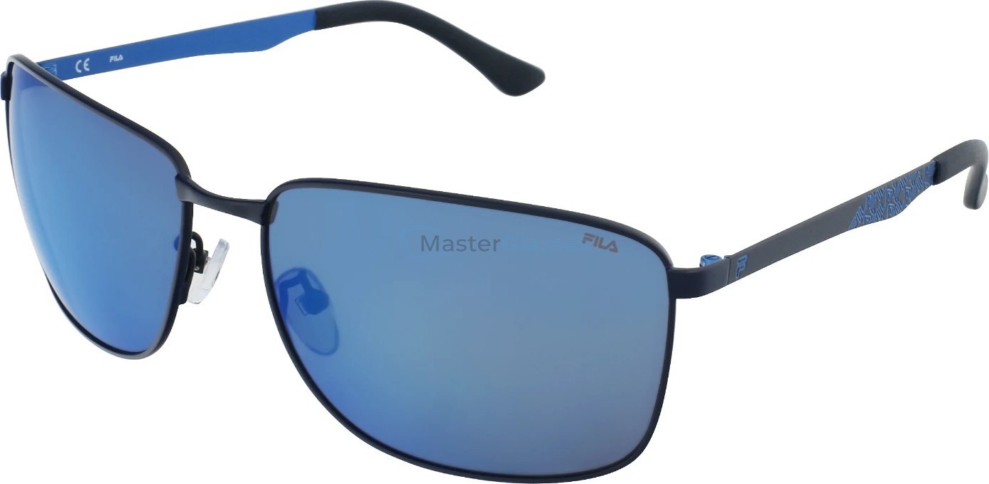 Солнцезащитные очки FILA SFI005 606B, цвет TOTAL SEMI MATT BLUE, SMOKE/MIRROR BLUE