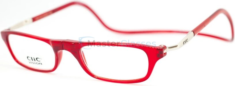 Очки CliC Vision Classic Красный, серебро, 35°, +1, гриламид, металл, XL