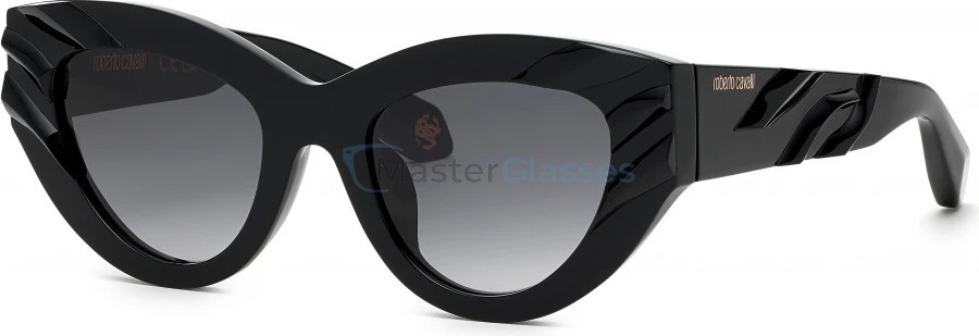 Солнцезащитные очки ROBERTO CAVALLI SRC009V 700, цвет shiny black, smoke gradient