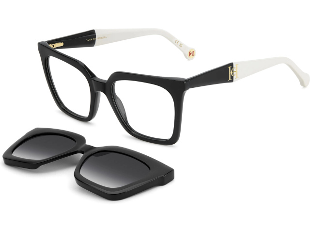 с солнцезащитным клипоном CAROLINA HERRERA HER 0376/C 80S Black White