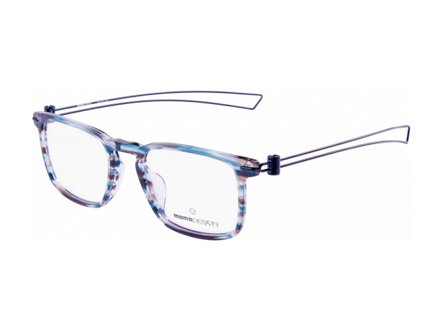 Momodesign 008 05 FULL RIM ACETATE STRIPED BLUE BROWN AND METAL TEMPLES METT BLUE