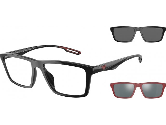 с двумя складными солнцезащитными клипонами Emporio Armani EA4189U 50171W Shiny Black