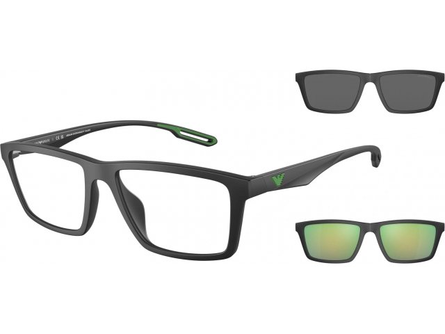 с двумя складными солнцезащитными клипонами Emporio Armani EA4189U 50011W Matte Black